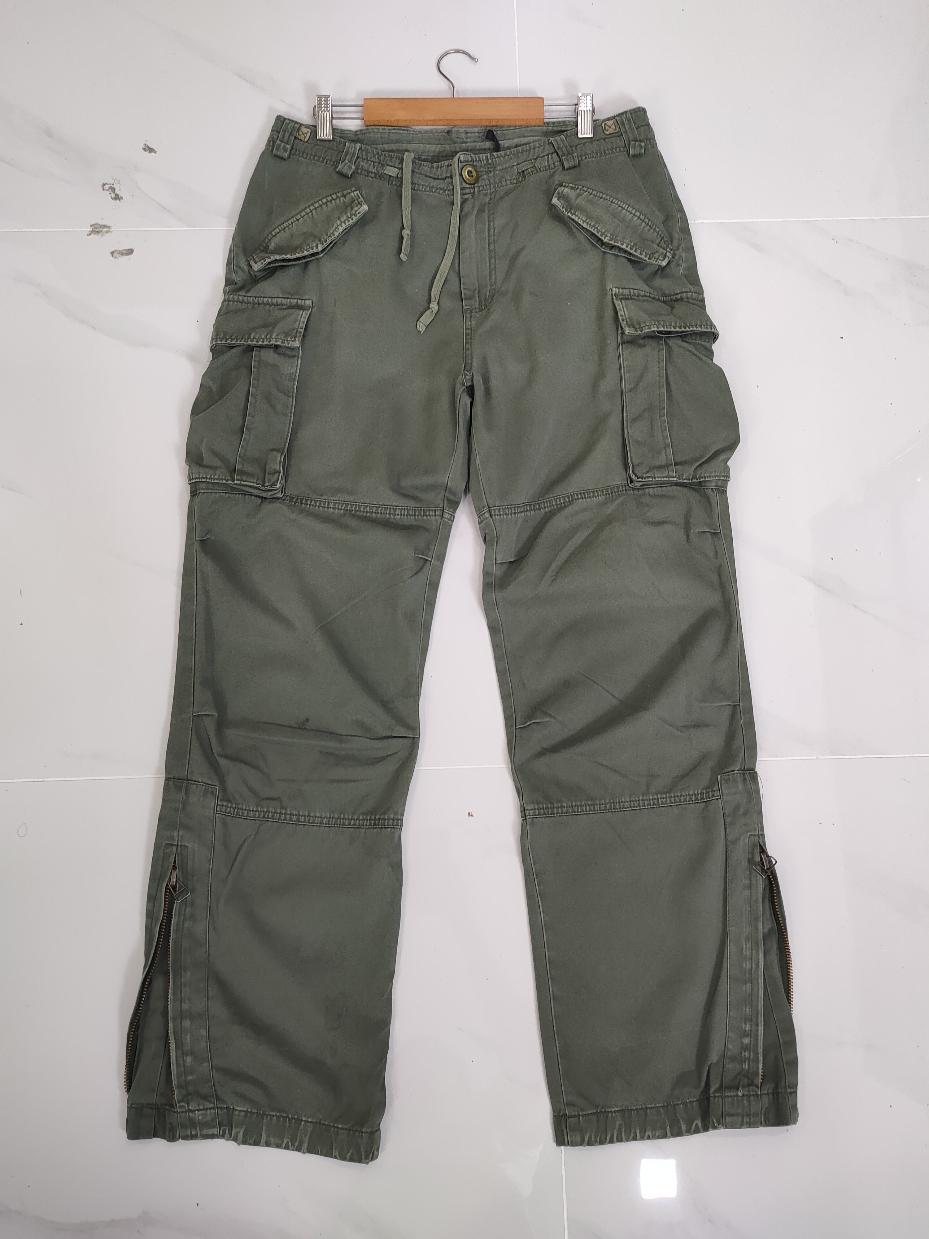 Japanese Brand 34×31💥 VINTAGE FADED BONDAGE CARGO PANTS Size US 34 / EU 50 - 2 Thumbnail