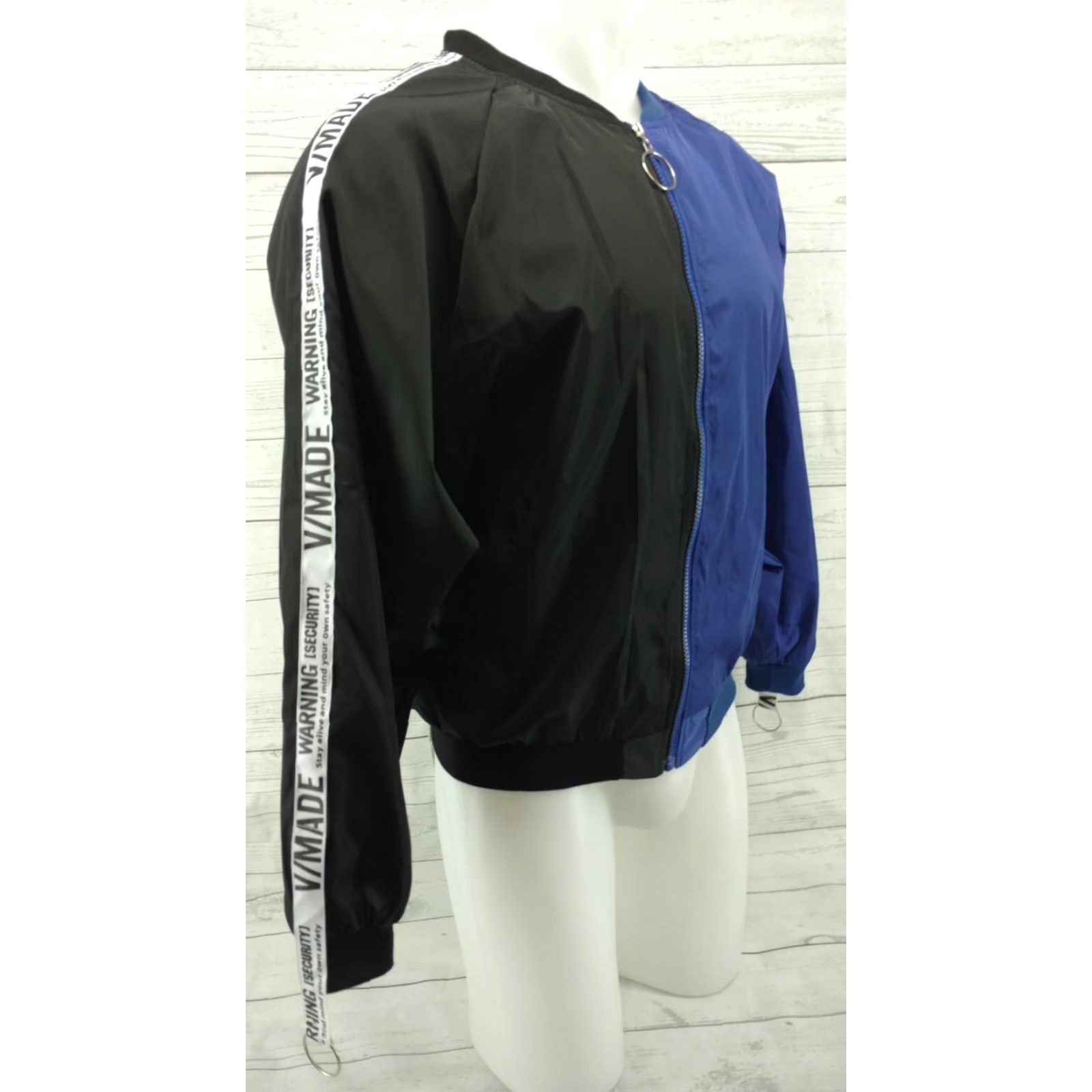 Vintage Vmade Bomber Style Windbreaker Jacket Men Black Blue M Size Front Zip Nylon Size US M / EU 48-50 / 2 - 3 Thumbnail