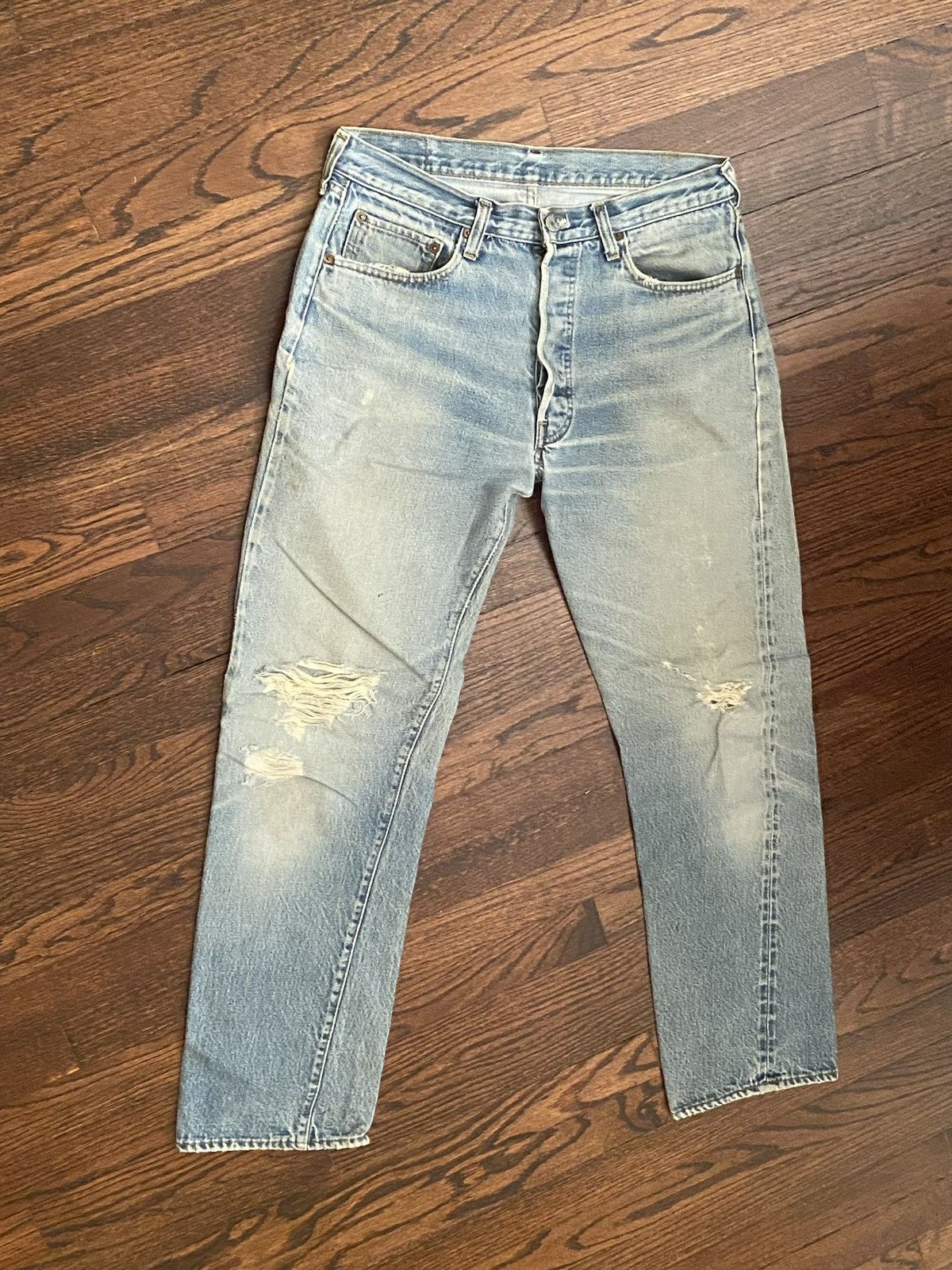 Image of Levis Vintage Clothing Vintage 501 60-70S Levi's Denim Rivets Redline Selvedge in Blue (Size 33)