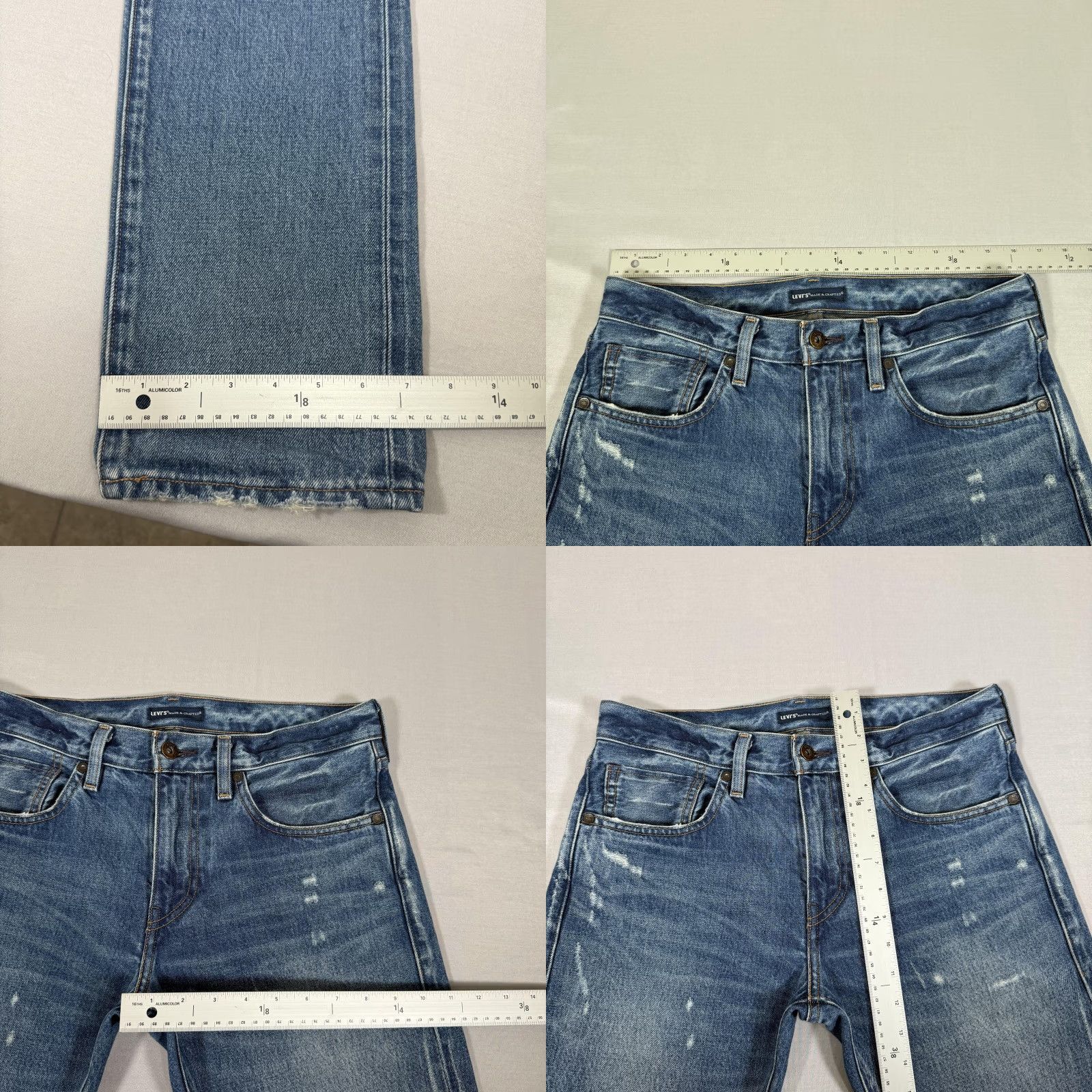 Levi's VINTAGE Levis Jeans Mens 31x34 Blue Made Crafted Levi's 511 Slim Jeans Denim Zip Fly Distressed Selvedge 100% Cotton Japan Men Size US 31 - 8 Thumbnail