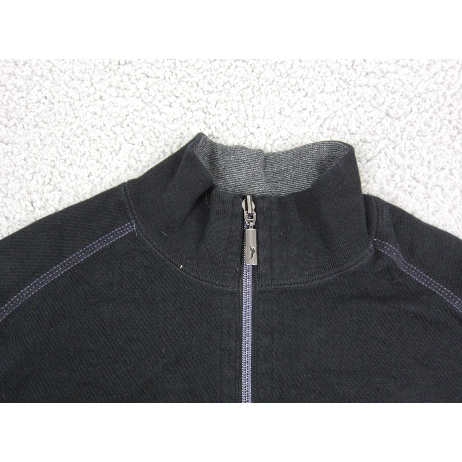 Tommy Bahama Tommy Bahama Sweatshirt Mens Adult Medium Black Striped Reversible 1/4 Zip Knit Mock Neck Pullover Zip Front Sweater 90s Theme Size US M / EU 48-50 / 2 - 2 Thumbnail