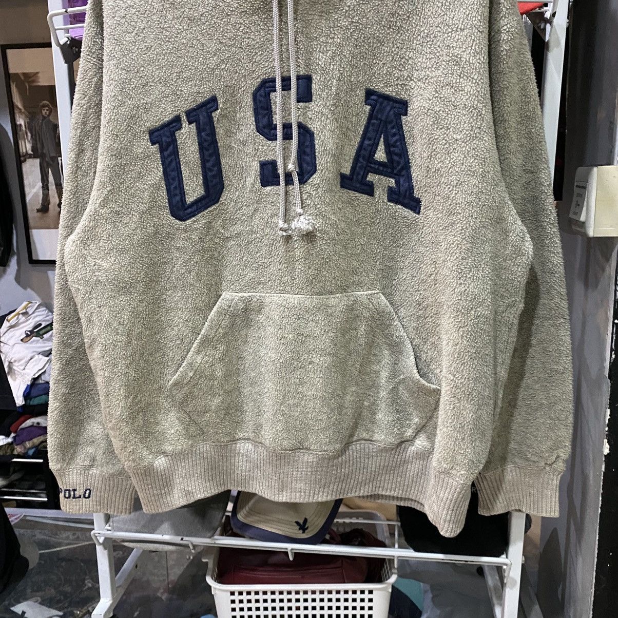 Polo Ralph Lauren Vintage 90s Ralph Lauren Polo Usa Fleece Hoodie Sweater Size US M / EU 48-50 / 2 - 4 Thumbnail