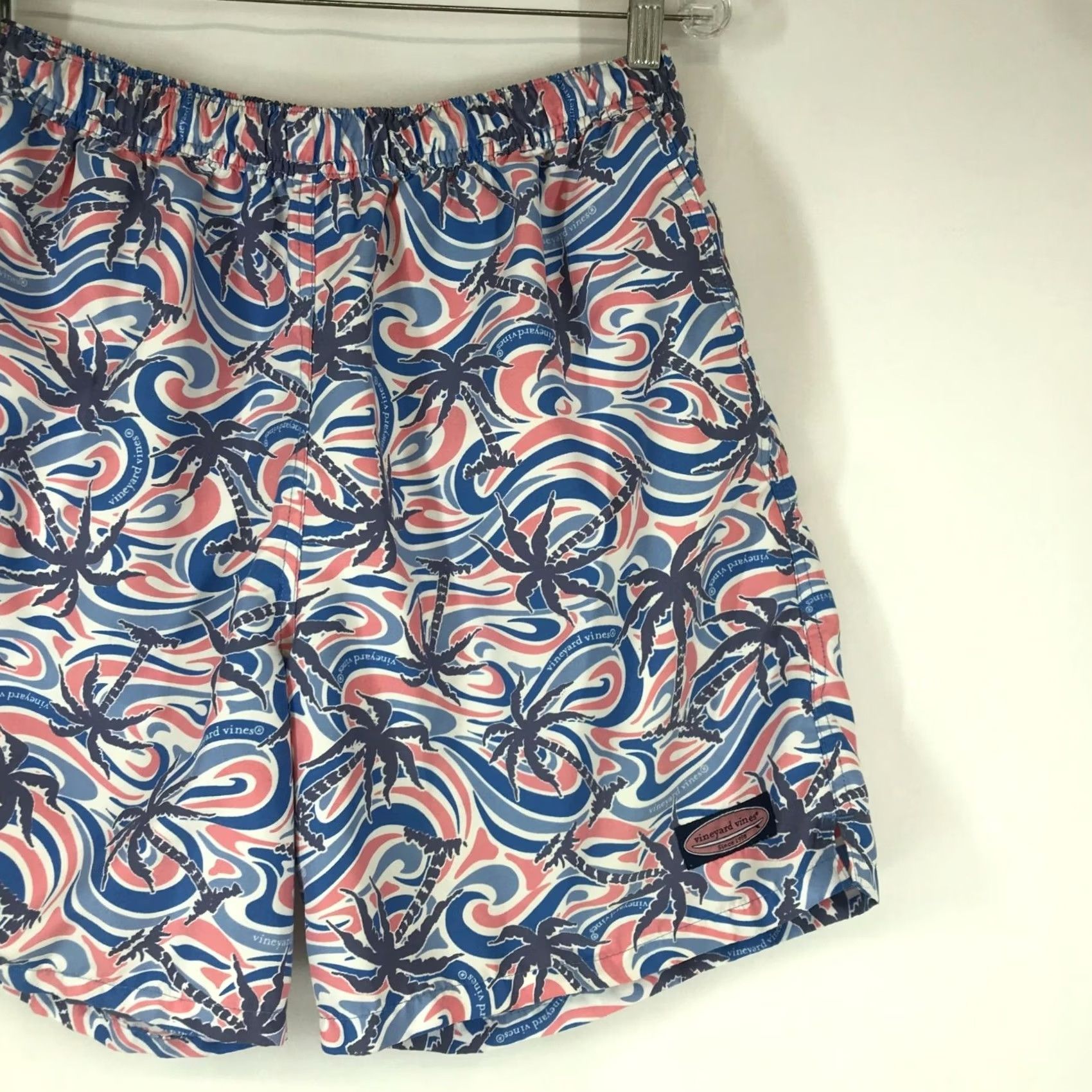 Vineyard Vines VINEYARD VINES Men Bottom L Swim Trunks Pink/Blue Lined 100% Polyester Size US 33 - 3 Thumbnail