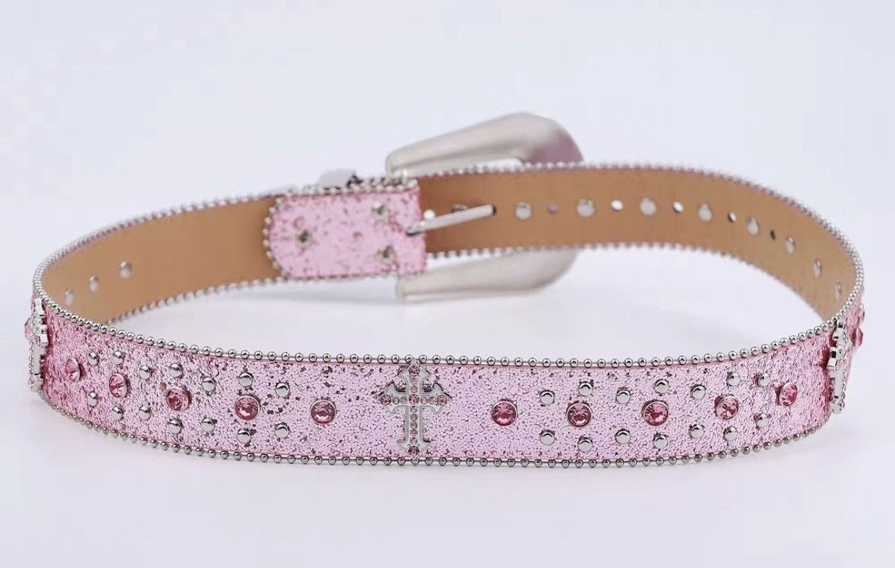 Other Rhinestone Gothic Punk Pink Skulls Cross Belt Size ONE SIZE - 6 Thumbnail
