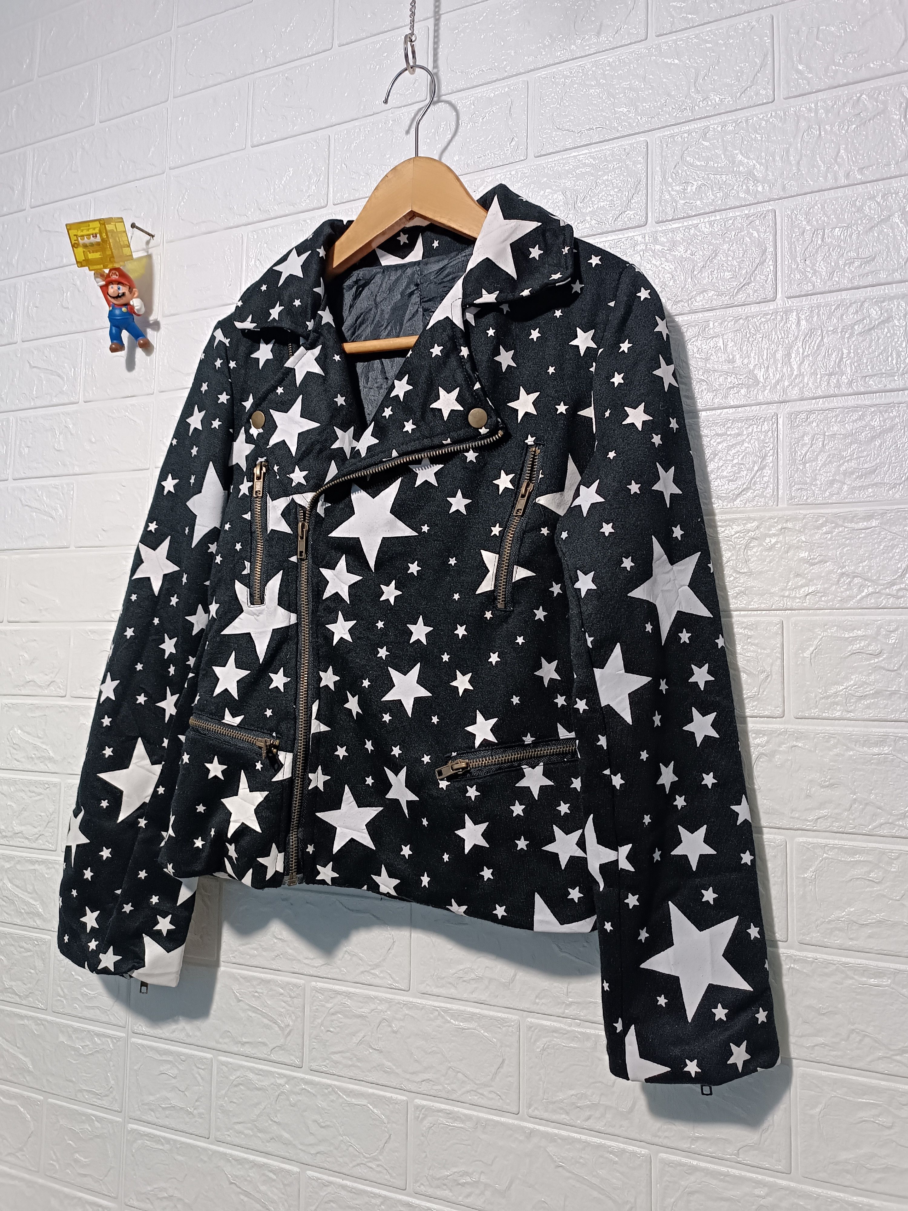 Japanese Brand Vintage Biker Jacket Double Layer Star Print Size M / US 6-8 / IT 42-44 - 2 Thumbnail