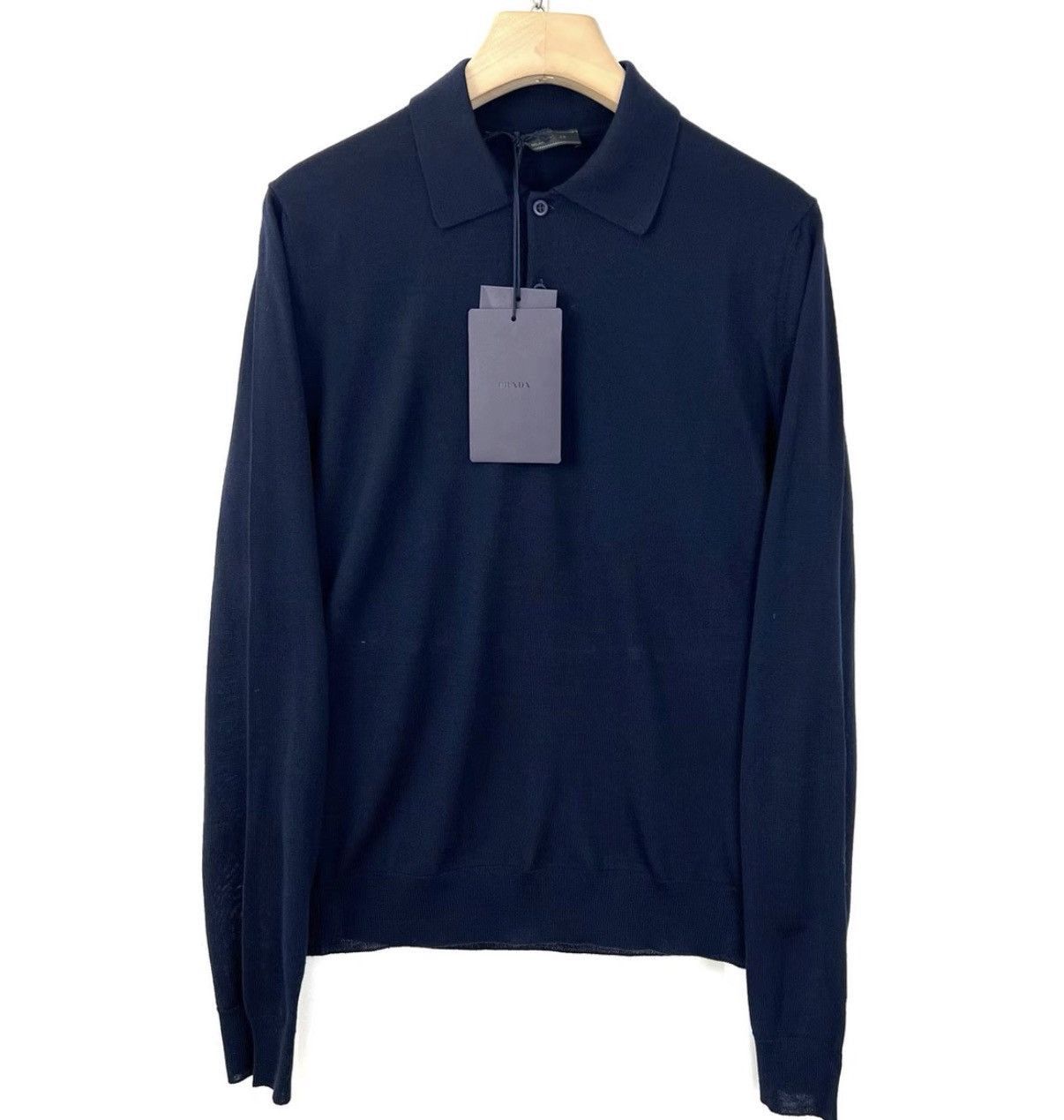Prada Blue Long Sleeve Polo Shirt Size US M / EU 48-50 / 2 - 1 Thumbnail