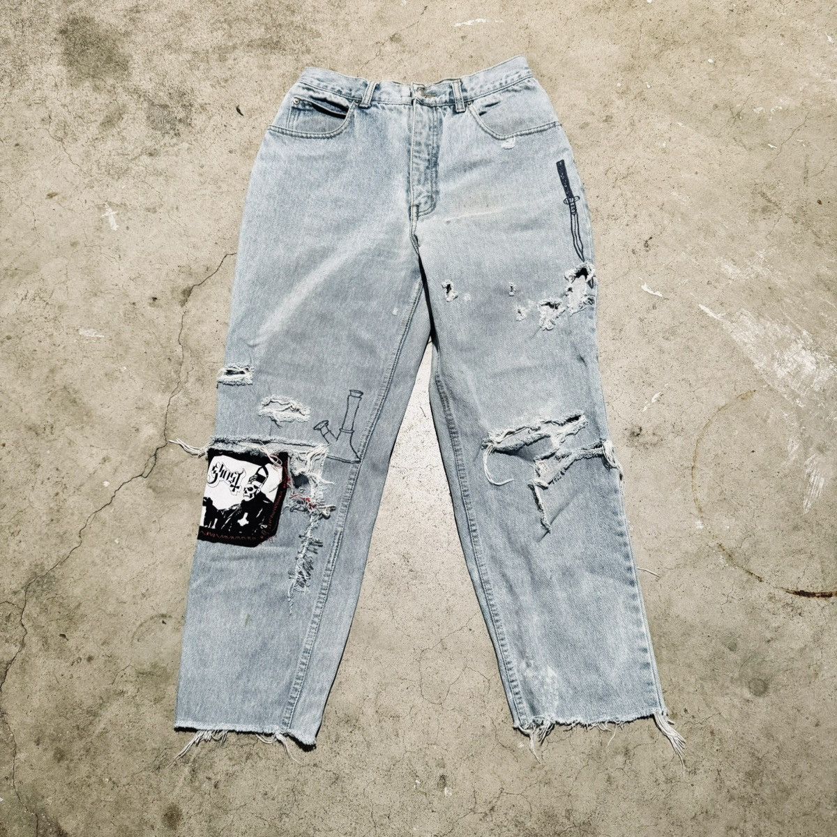 Vintage VINTAGE CUSTOM PUNK JEANS! Size US 29 - 1 Thumbnail