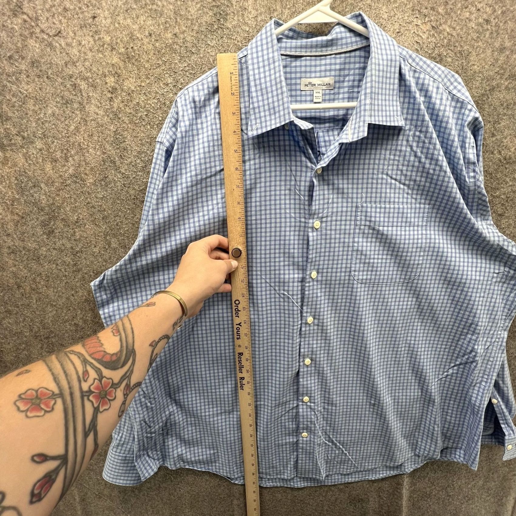 Peter Millar Peter Millar Shirt Mens 2XL Blue Check Long Sleeve Button Front Casual Woven Size US XXL / EU 58 / 5 - 4 Thumbnail