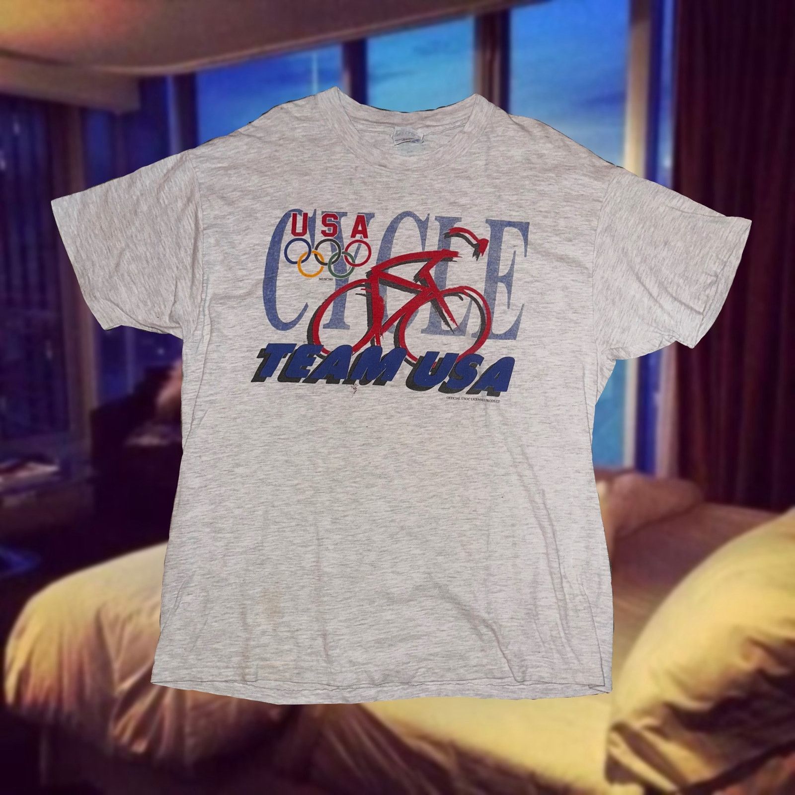 Hanes Vintage 90s Single Stitch Team Usa Cycle Graphic Tee Shirt Size US XL / EU 56 / 4 - 1 Thumbnail