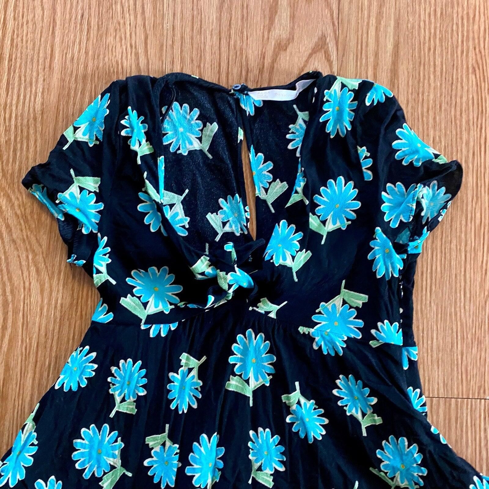 Zara Zara Black Floral Daisy Peplum Blouse Top Womens Small Size S / US 4 / IT 40 - 3 Thumbnail