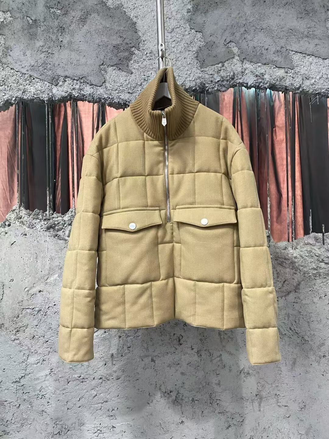 Hermes hermes beige quilted wool cotton jacket Size US L / EU 52-54 / 3 - 1 Thumbnail