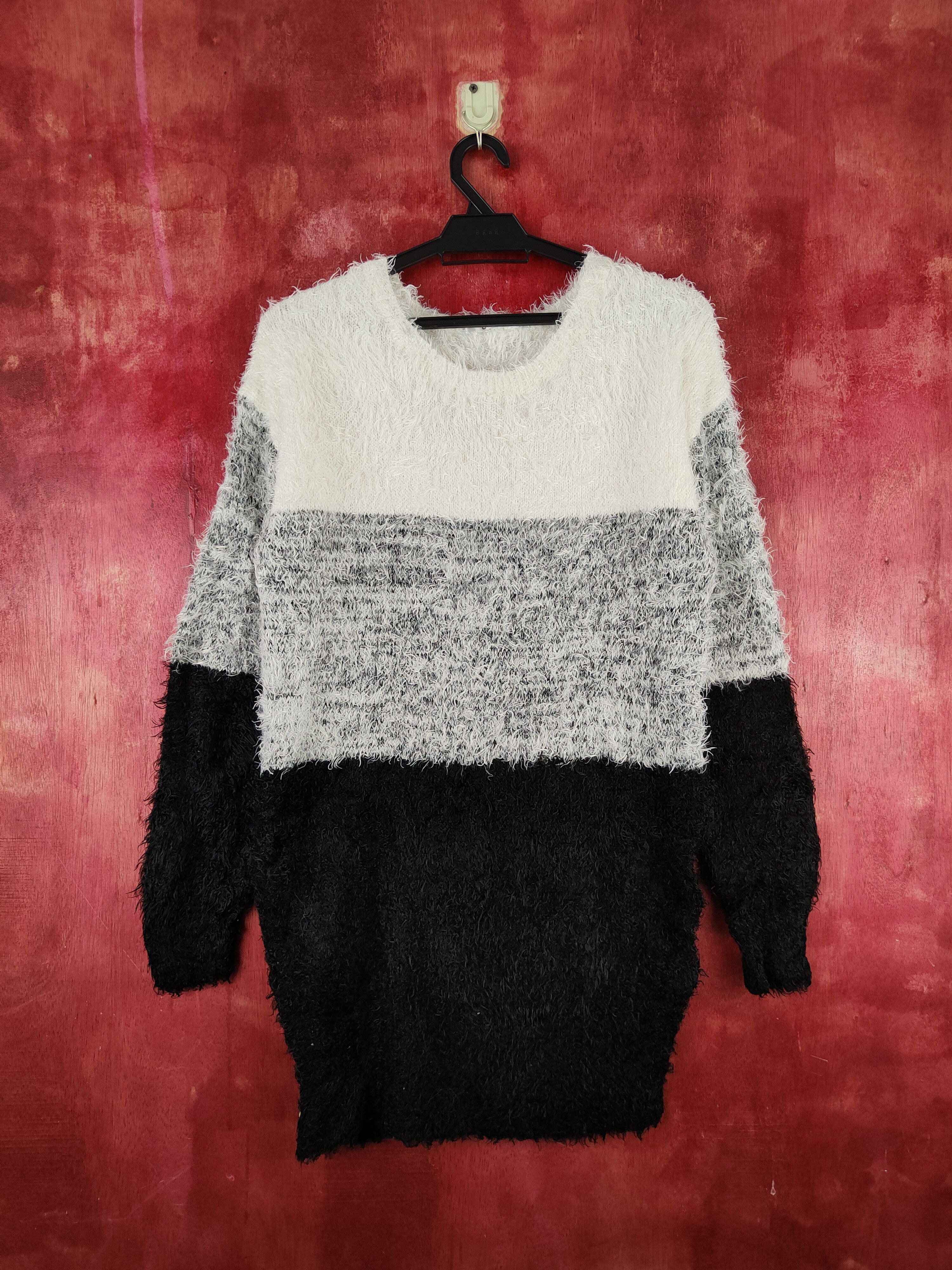 Homespun Knitwear × Japanese Brand Sureve Black White Shag Shaggy Fur Mohair Knitwear #S2024 Size L / US 10 / IT 46 - 1 Thumbnail