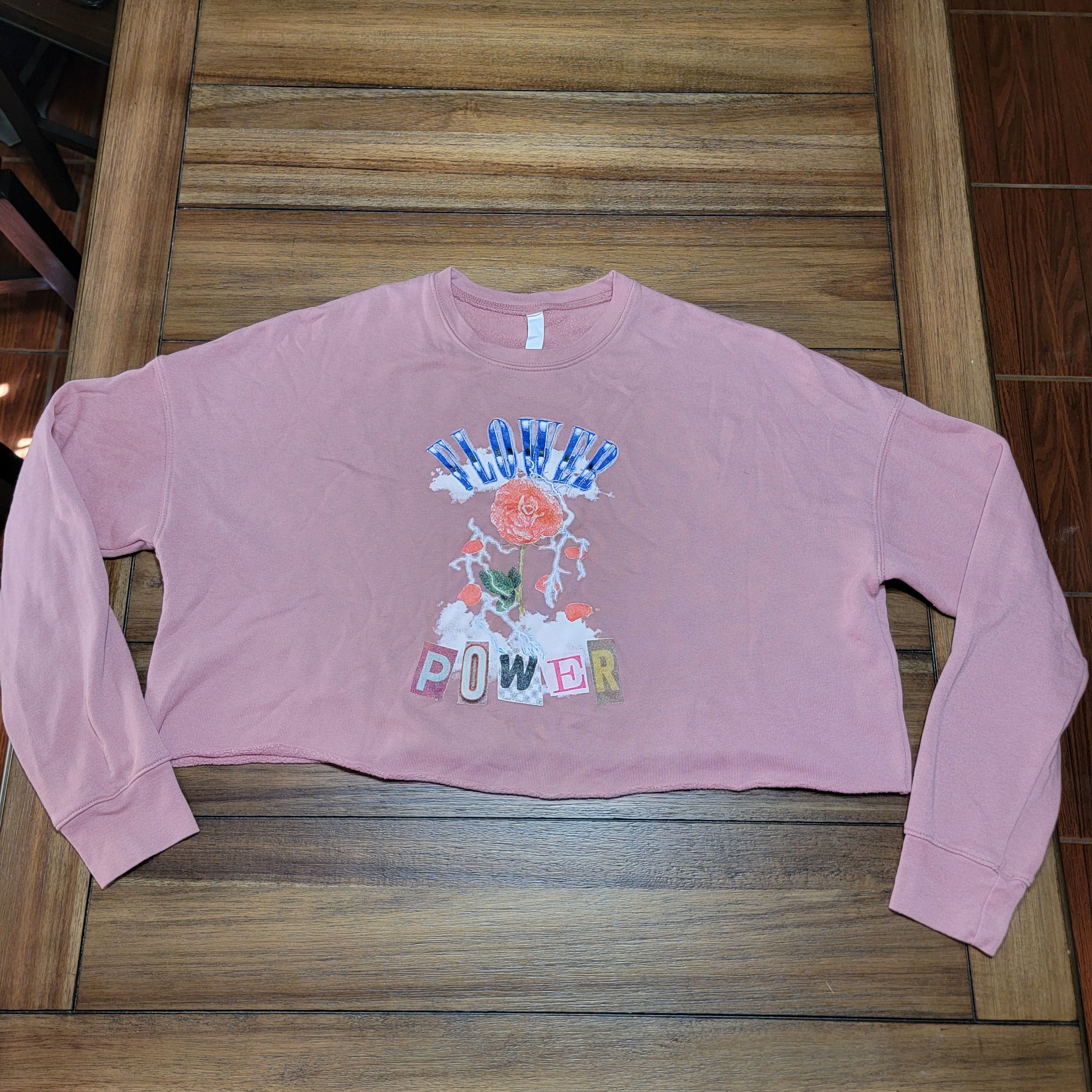 Other LS Oversized Crop Sweatshirt "Flower Power" - Large Size L / US 10 / IT 46 - 1 Thumbnail