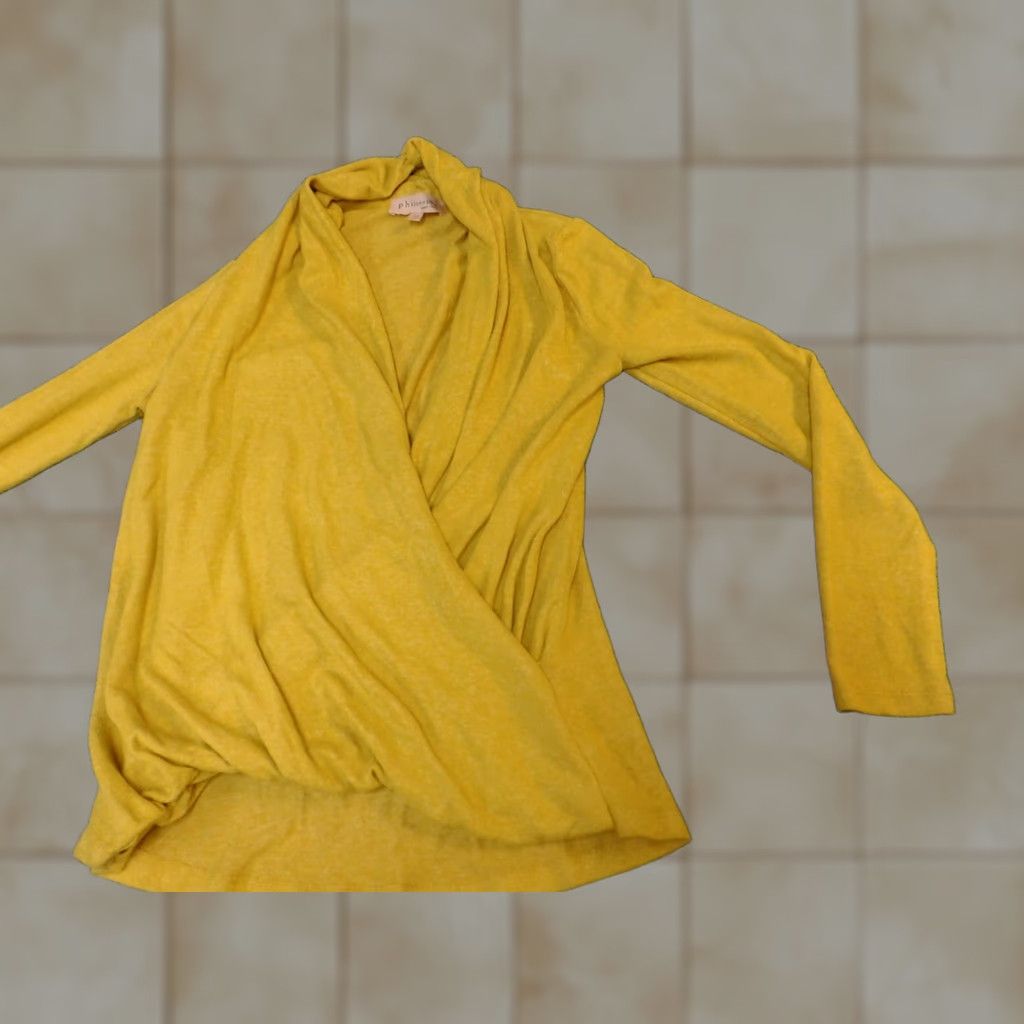 Vintage Philosophy Womens Sweater XS Yellow Pullover Round Neck Long Sleeve Cotton Knit Chunky-Stretch Embroidered Classic Fit Woolen? Size XS / US 0-2 / IT 36-38 - 1 Thumbnail