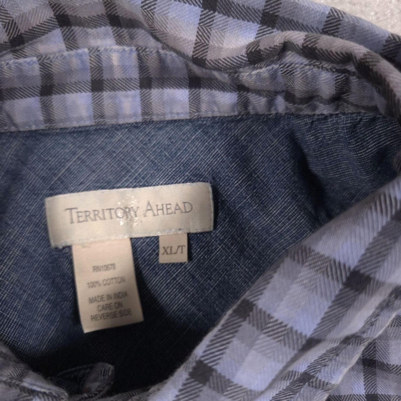 The Territory Ahead Territory Ahead Shirt Mens XLT Blue Check Button Front Long Sleeve Casual Size US XL / EU 56 / 4 - 5 Thumbnail