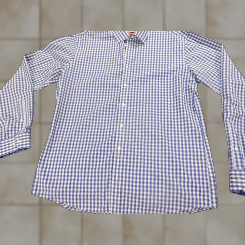 Tallia Tallia Dress Shirt Mens 16.5 Blue Plaid Button Down Casual Regular Cotton Non-Iron Long Sleeve Barrel Cuff N/A Size US XL / EU 56 / 4 - 1 Thumbnail