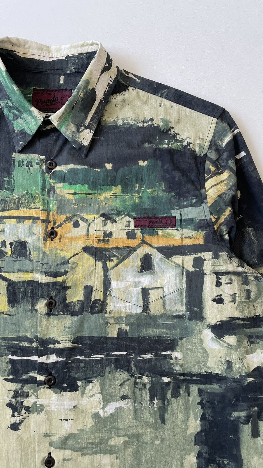 Prada A/W 17 Green ‘Village’ Print Cotton Shirt Size US M / EU 48-50 / 2 - 4 Thumbnail
