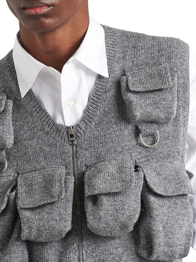 Prada o1bcso1str1025 Shetland Vest in Grey Size US L / EU 52-54 / 3 - 7 Thumbnail
