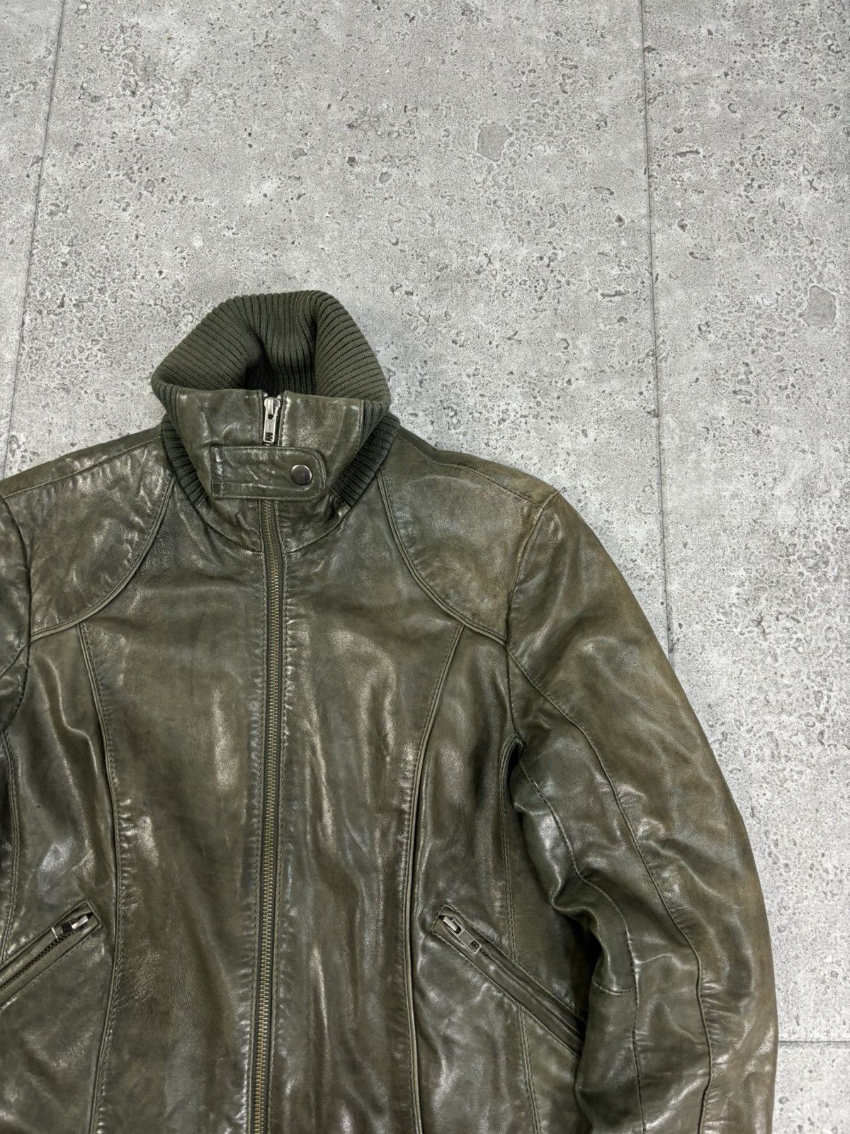 Genuine Leather × Japanese Brand Archive Japanese Leather Jacket Distressed Faded Cropped 00s Size US M / EU 48-50 / 2 - 5 Thumbnail