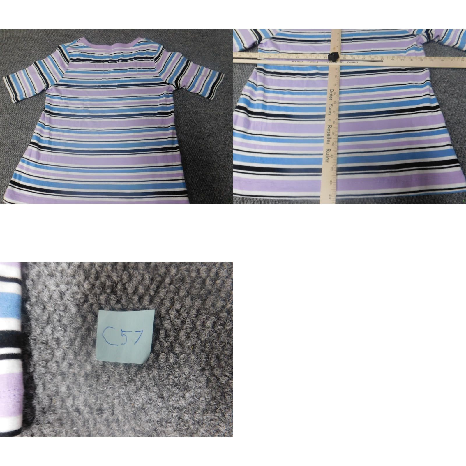 Croft & Barrow Croft & Barrow Womens Blouse XL Purple Striped Crew Neck Short Sleeve Casual Shirt Regular Clothing Size XL / US 12-14 / IT 48-50 - 8 Thumbnail