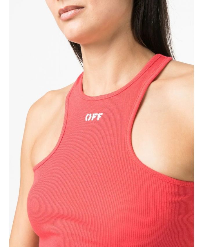Off-White o1gr1nt0425 Off Stamp Ribbed Rowing Top in Red Size M / US 6-8 / IT 42-44 - 5 Thumbnail
