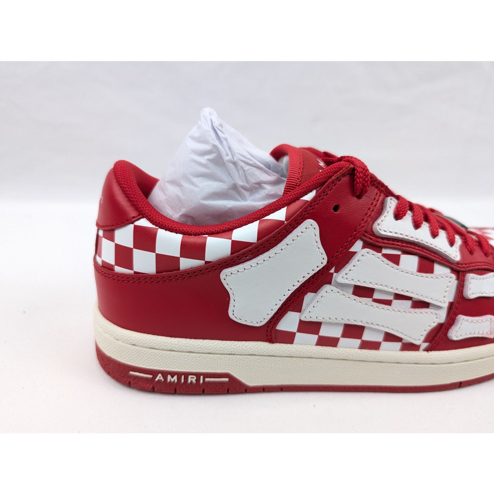Amiri o1rshd1 Checked Skeleton Low Top Sneakers in Red/White Size US 10 / EU 43 - 4 Thumbnail
