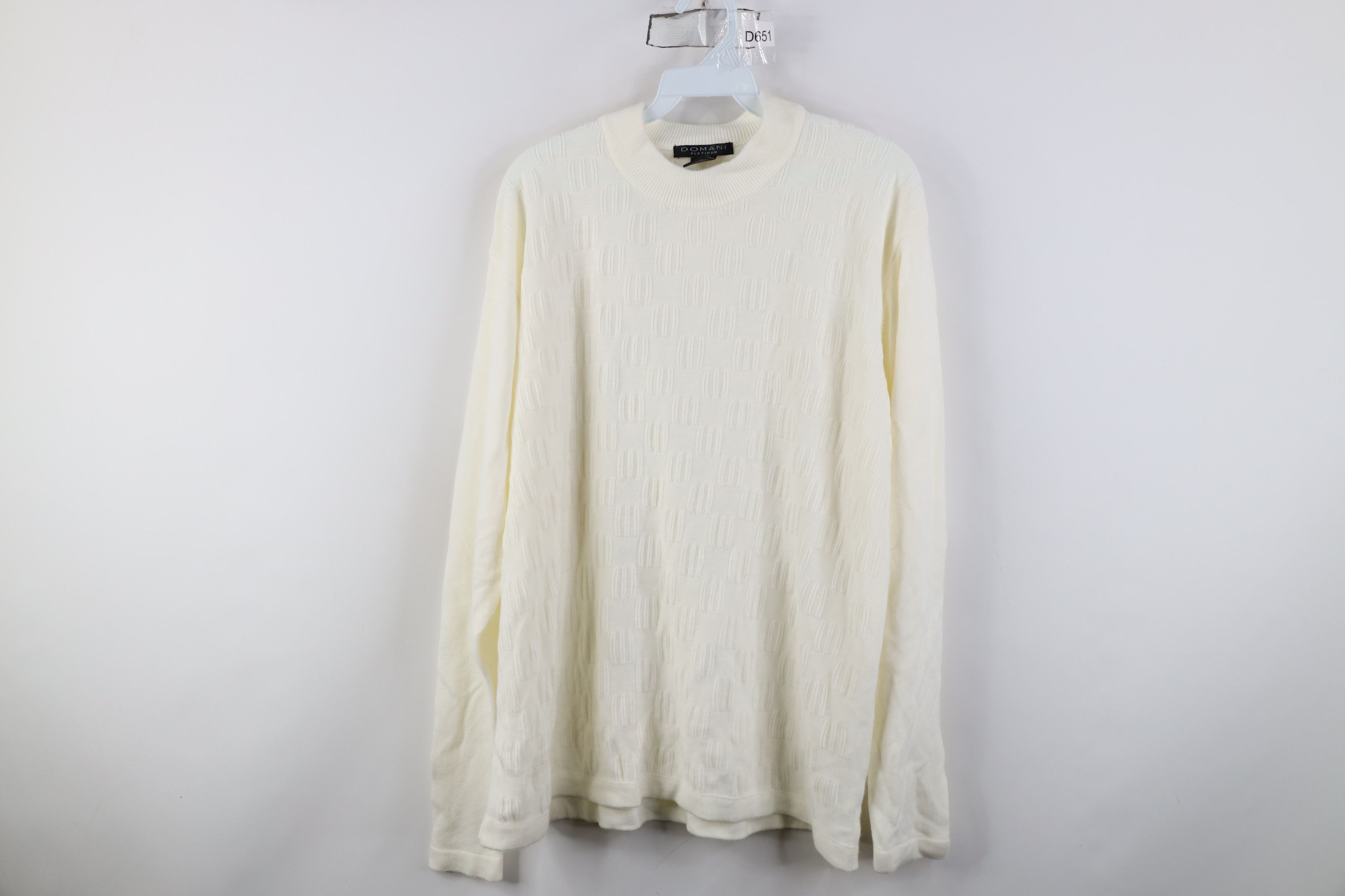 Vintage Vintage 90s Y2K Streetwear Mock Neck Sweater Cream Acrylic Size US XL / EU 56 / 4 - 1 Thumbnail