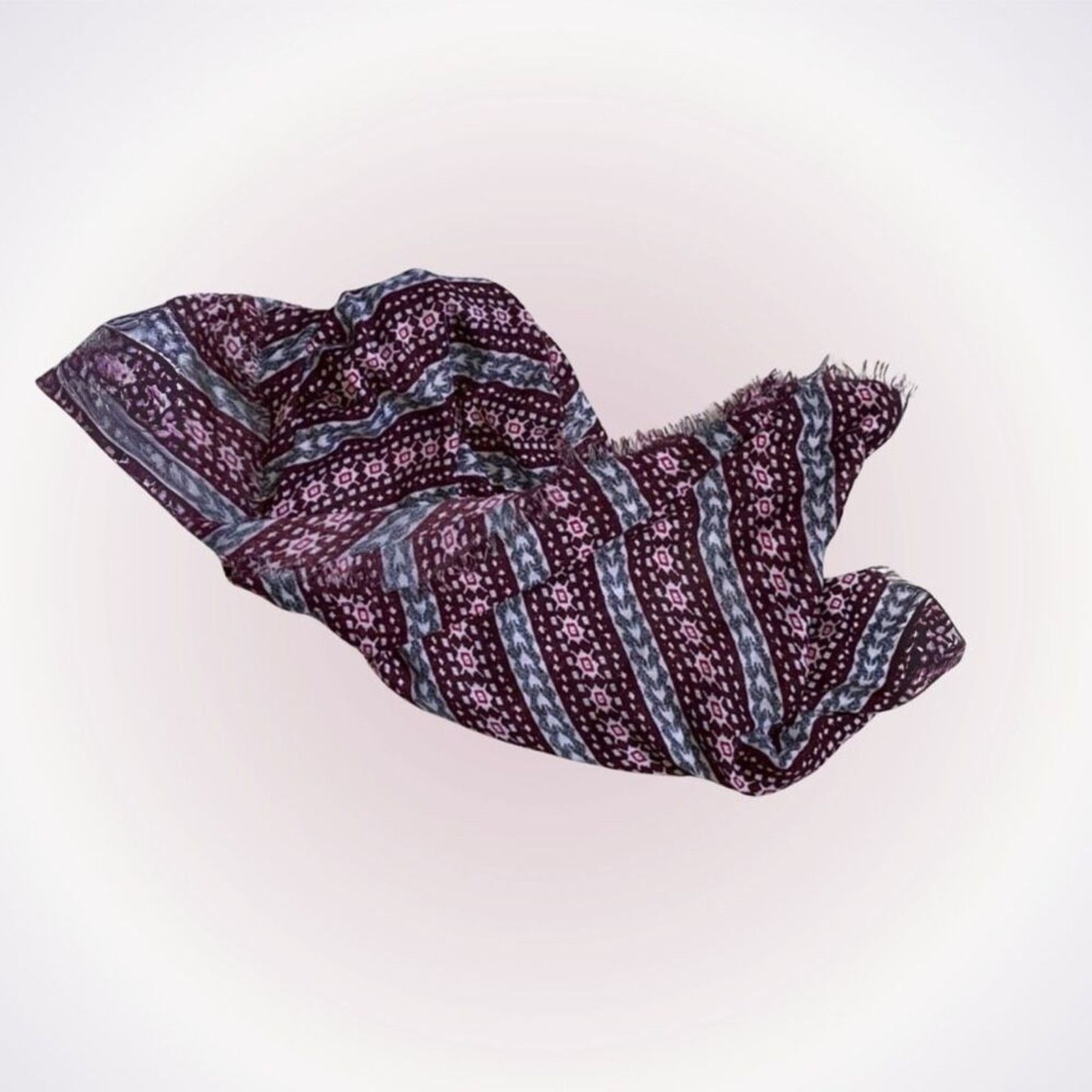 Other Bohemian Burgundy & Gray Aztec Print Scarf | Sz OS Size ONE SIZE - 1 Thumbnail