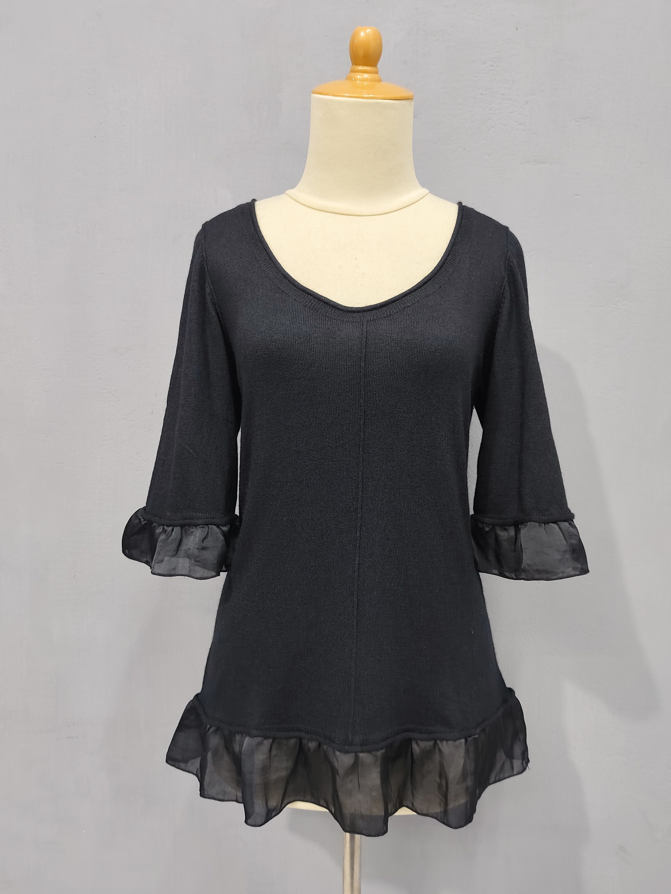 BEAUTY&YOUTH Beauty & Youth- Gothic Minimal Frill Knit Top Fairy Grunge Size M / US 6-8 / IT 42-44 - 2 Thumbnail