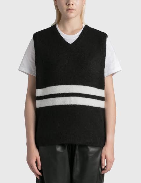 Stussy Stussy Brushed Mohair Vest in Black with a White Stripe Size US M / EU 48-50 / 2 - 7 Thumbnail