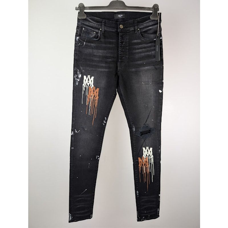 Amiri o1rshd1 MA Drip Skinny Denim Jeans in Aged Black Size US 34 / EU 50 - 10 Thumbnail
