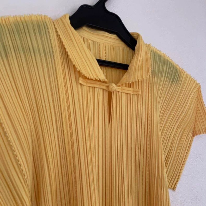 Issey Miyake Issey Miyake Yellow button-up short-sleeved shirt Size L / US 10 / IT 46 - 3 Thumbnail