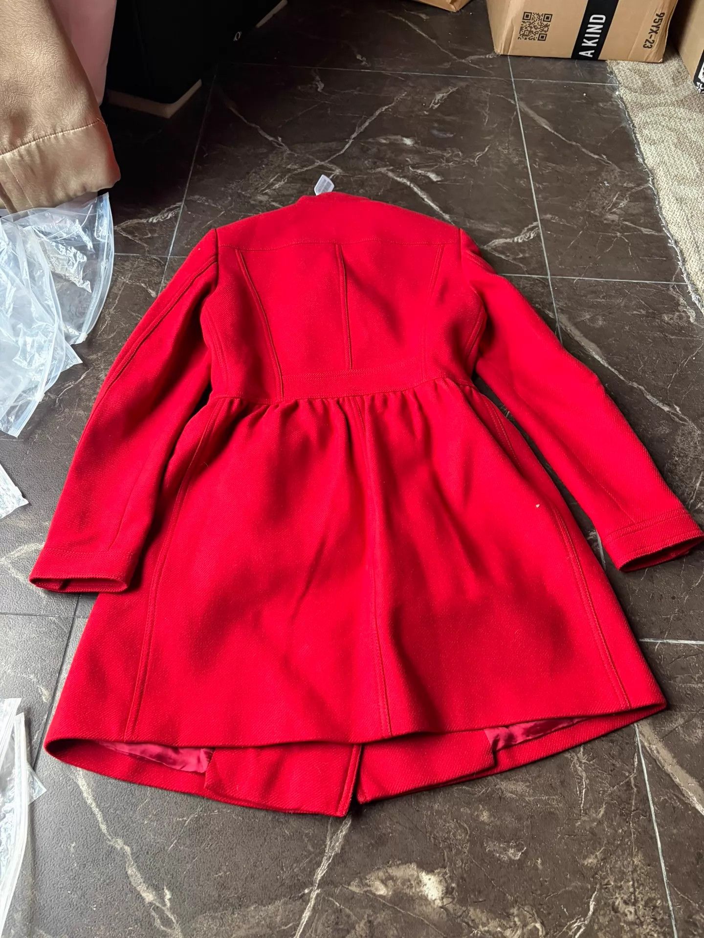 Burberry Burberry Red Double-Breasted Long Wool Coat UK8 Size S / US 4 / IT 40 - 5 Thumbnail