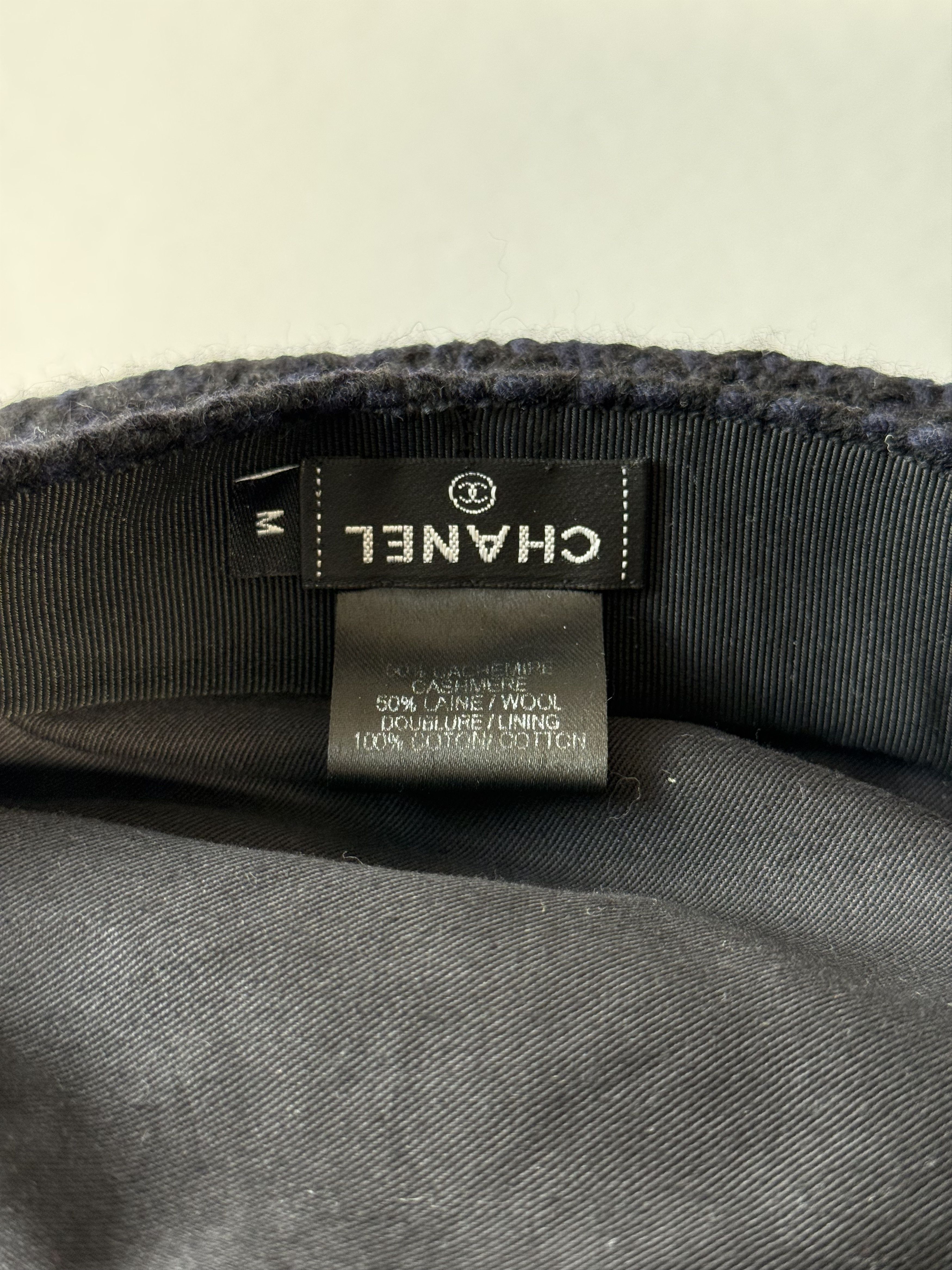 Chanel Chanel Navy Cashmere Wool Tweed Newsboy Cap Size Medium Size ONE SIZE - 7 Thumbnail