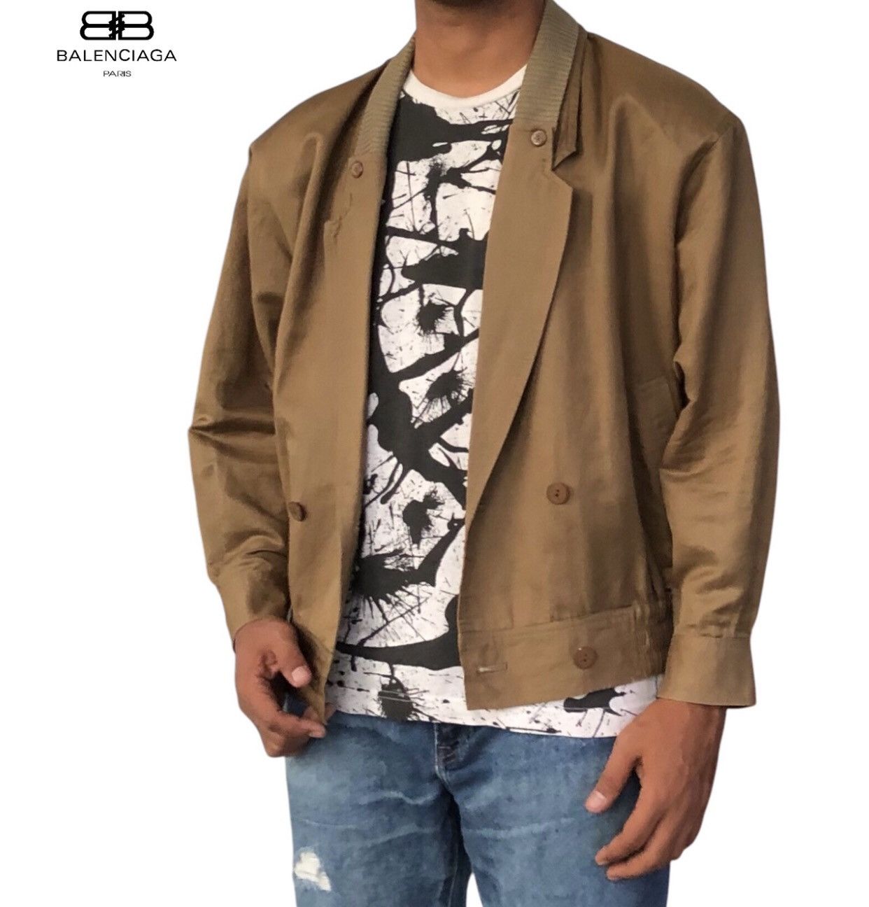Balenciaga Vintage 90s Balenciaga Sport Linen Double Breasted Jacket Size US M / EU 48-50 / 2 - 1 Thumbnail