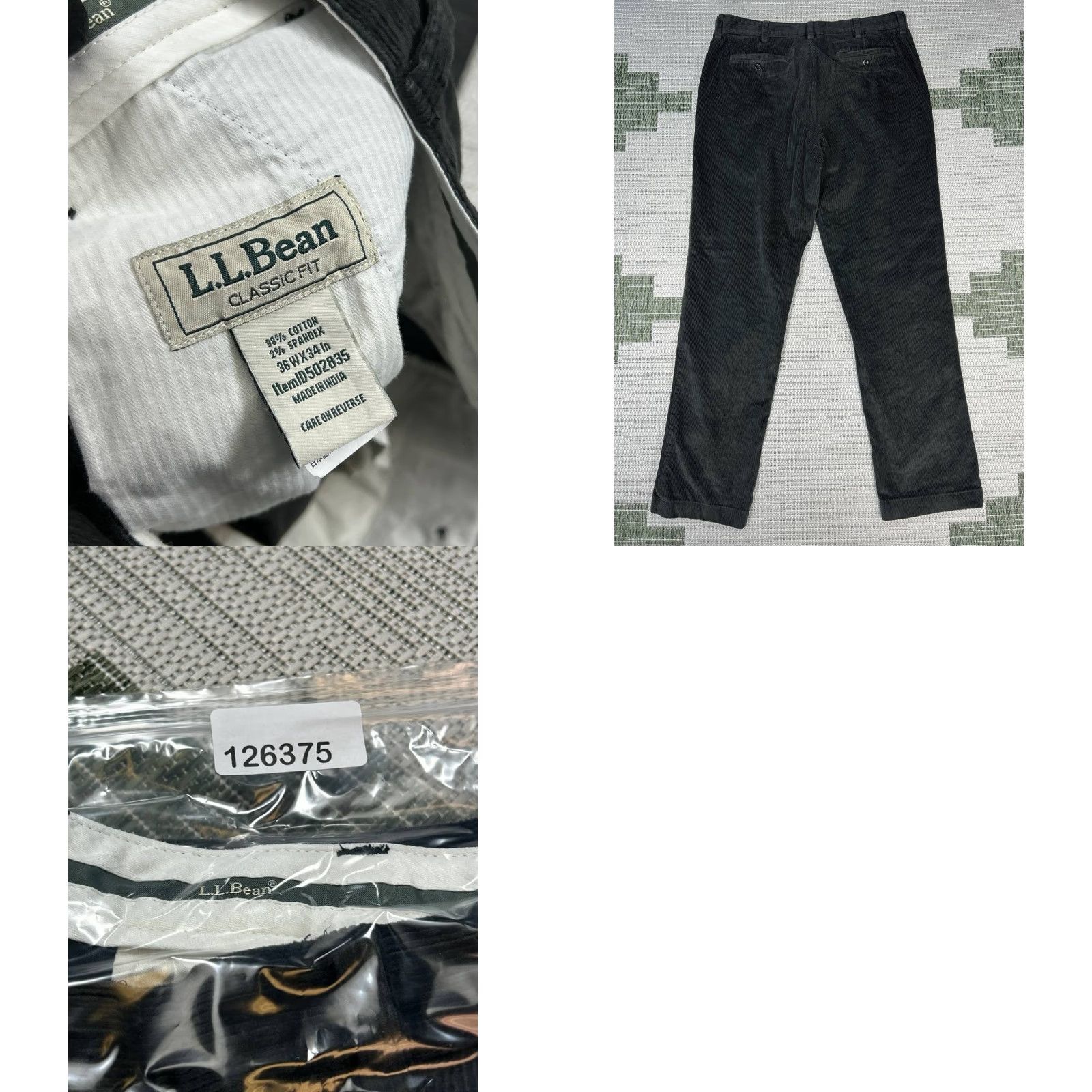 Vintage L.L.Bean Pants Mens 36 Dark Gray Cotton Corduroy Classic Fit 36x33 Dark Gray Corduroy Casual Pants Mens Regular Waist 36 Vintage Size US 36 / EU 52 - 8 Thumbnail