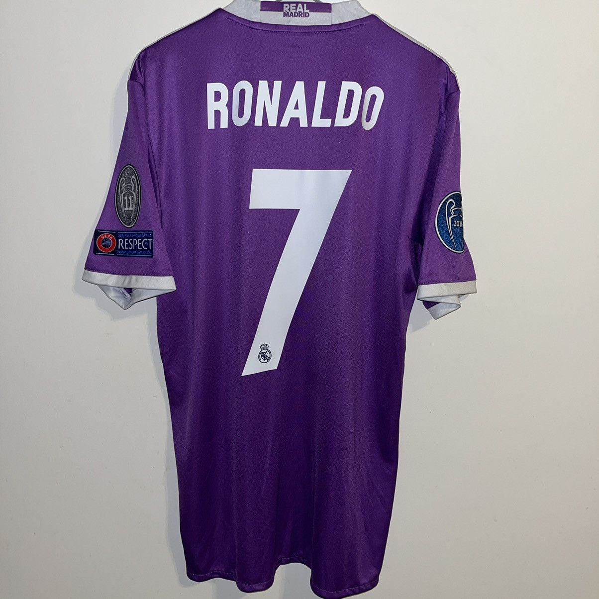 image of Adidas x Real Madrid Mint 2016-2017 Real Madrid Away 7 Ronaldo Portugal Ucl in Purple (Size Small)