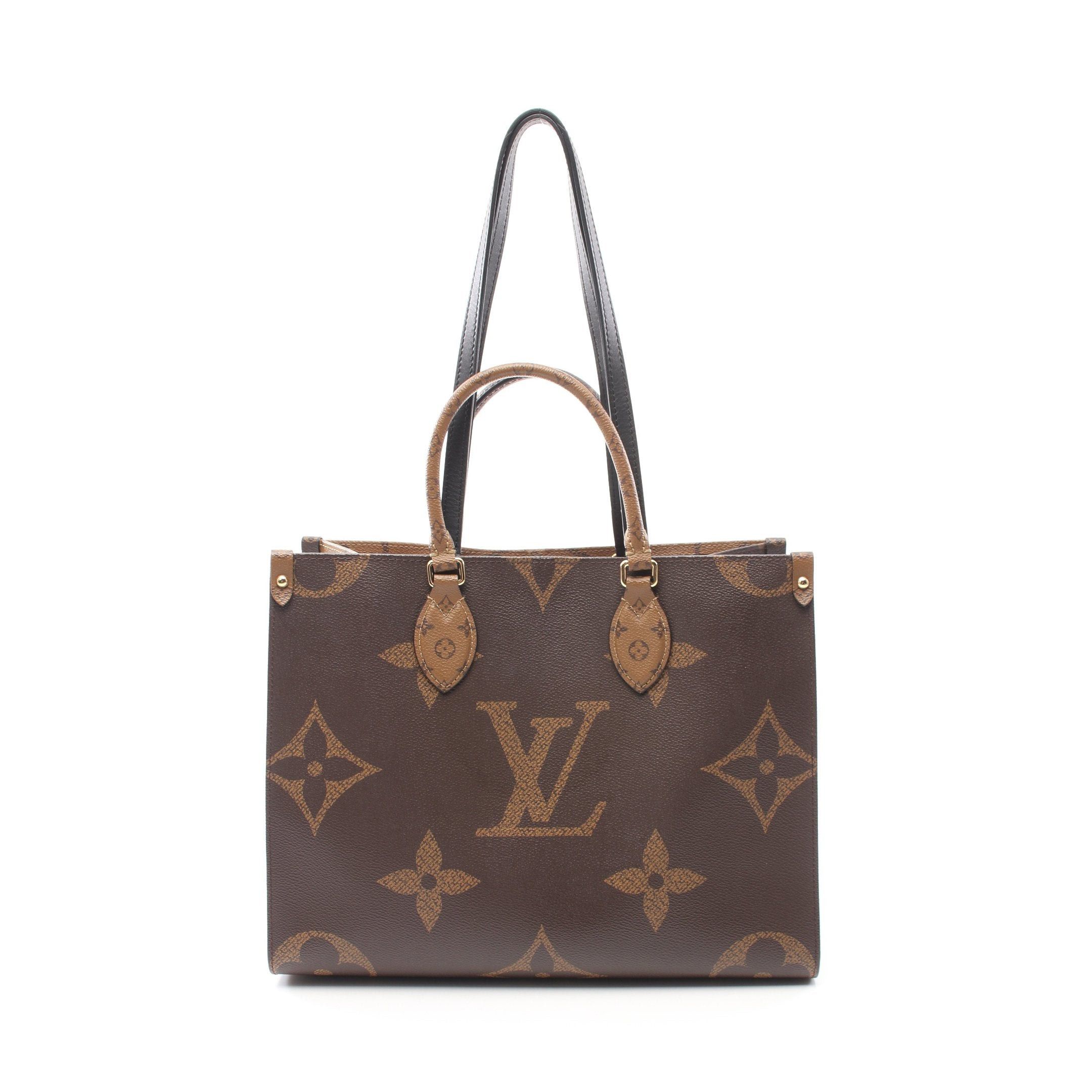 Louis Vuitton Louis Vuitton On-The-Go Mm Monogram Giant Reverse Shoulder Bag Tote Leather Brown Beige Size ONE SIZE - 1 Thumbnail