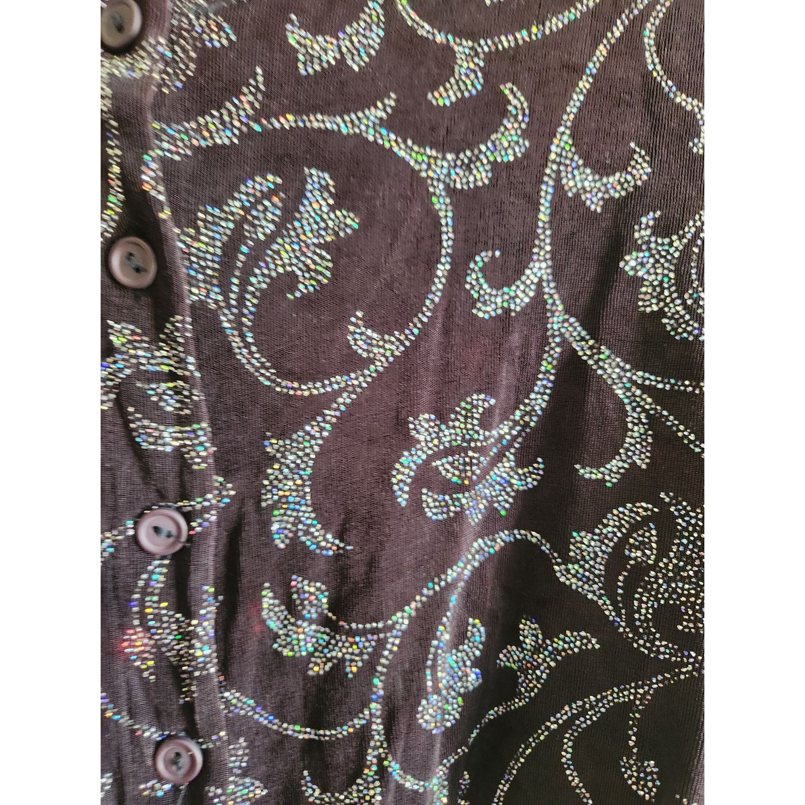 Other Y2k Jalate Women's Rhinestone Floral Low Cut Cardigan-Lg Size L / US 10 / IT 46 - 5 Thumbnail