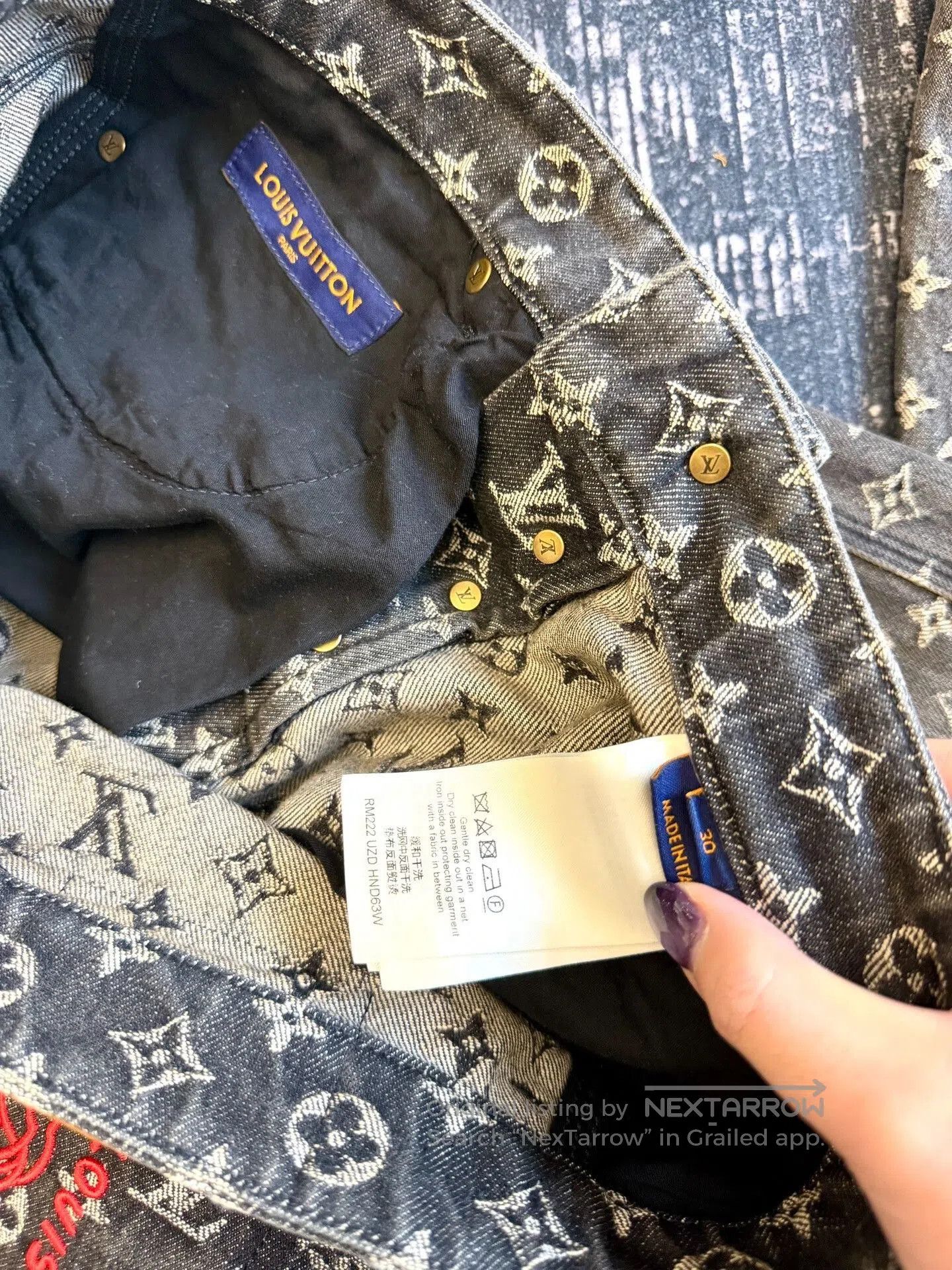 Louis Vuitton louis vuitton gray embroidered denim pants. Size 30" / US 8 / IT 44 - 4 Thumbnail