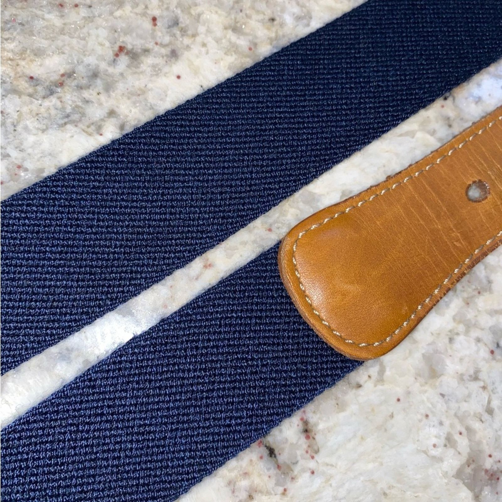 L.L. Bean LL Bean $69 Leather Stretch Canvas Silver Mens Belt 48”-51” Size ONE SIZE - 9 Thumbnail