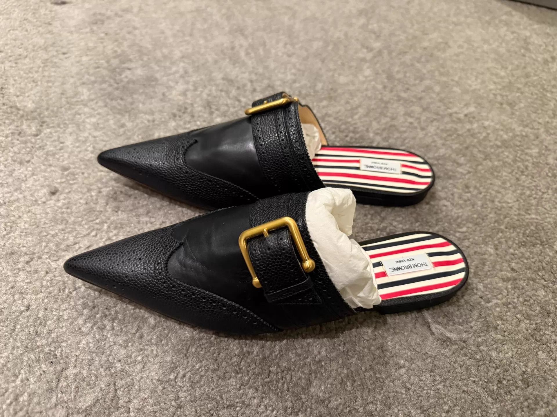 Thom Browne Thom Browne Women's Rare Leather Pointed Toe Slide 38 New Size US 7.5 / IT 37.5 - 2 Thumbnail