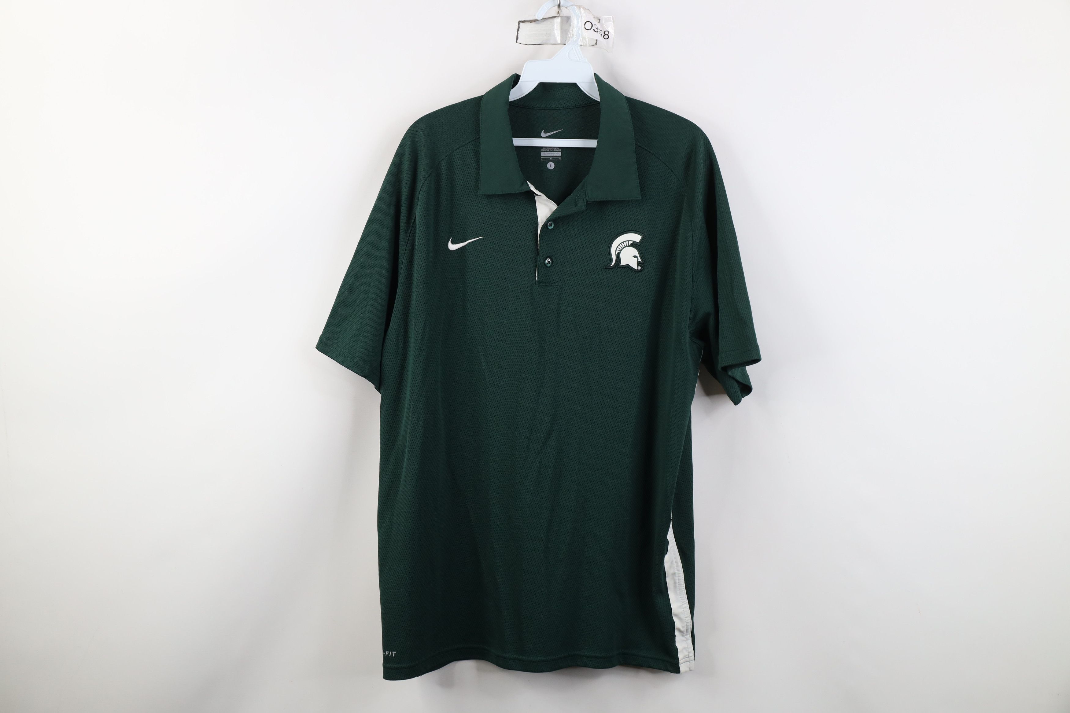 Nike Nike Michigan State University Knit Collared Golf Polo Size US L / EU 52-54 / 3 - 1 Thumbnail