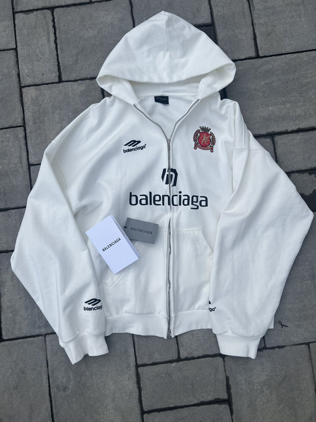 Image of Balenciaga Miami Exclusive Soccer Hoodie in White, Men's (Size XL)