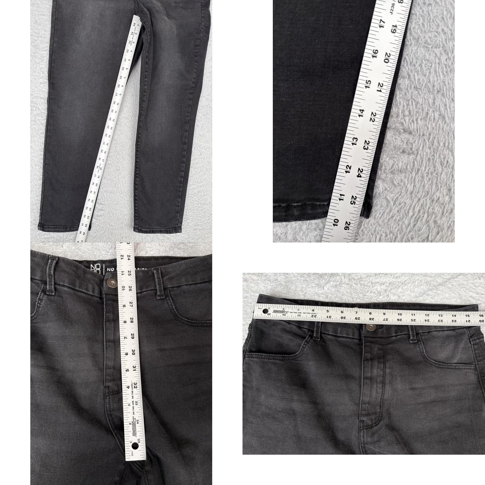 Vintage No Boundaries Jeans Womens Skinny Stretch Denim 31x26 15 Juniors Black Gray 90s Slim Pockets Zip Size 36" / US 14 / IT 50 - 8 Thumbnail