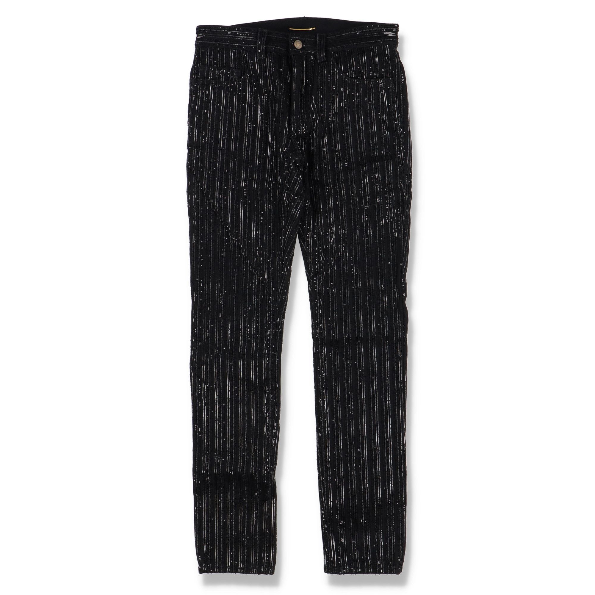 image of Saint Laurent Paris 1 Of 1 Black Sequin Embellished Skinny Jeans, Men's (Size 30)