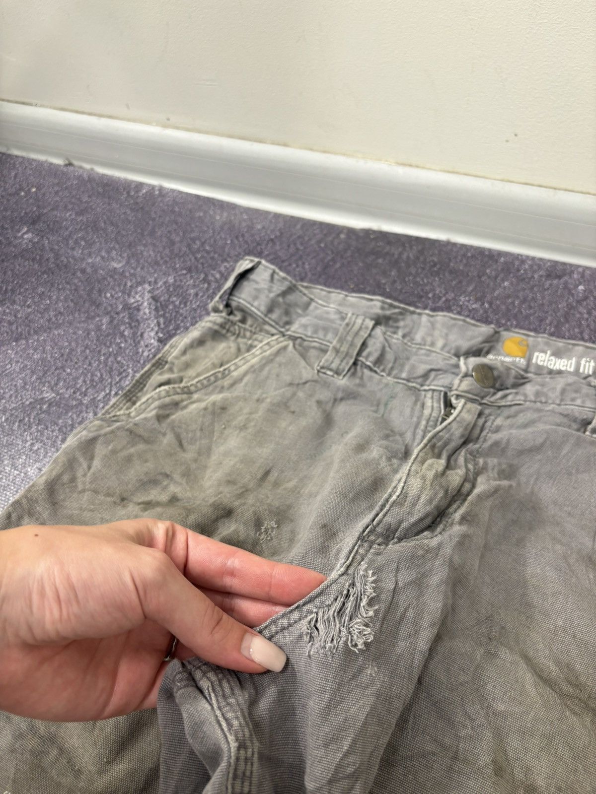 Carhartt Vintage Carhartt USA Distressed Gray Work Carpenter Pants Size US 32 / EU 48 - 14 Thumbnail