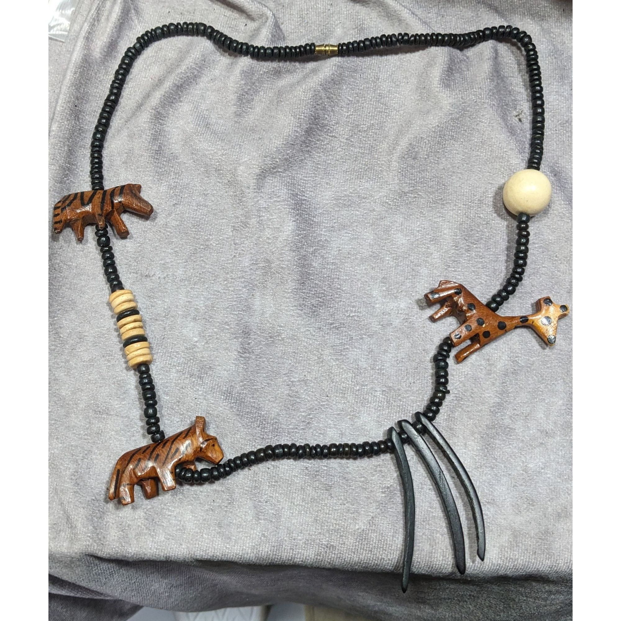 Other Vintage Handmade Wooden Carved African Fetish Beaded Necklac Size ONE SIZE - 5 Thumbnail