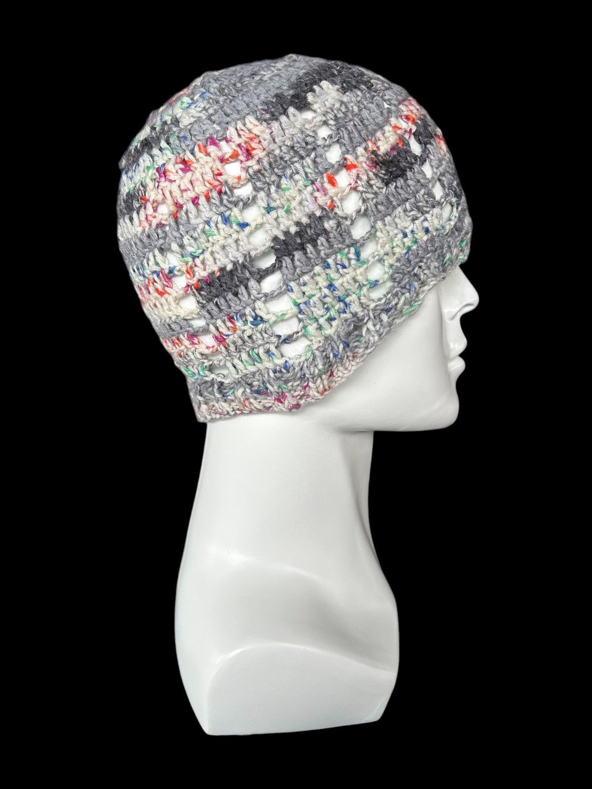 Japanese Brand × Kapital × Vintage Crochet Knitted Distressed Design Beanie Hats Handmade☠️☠️ Size ONE SIZE - 2 Thumbnail