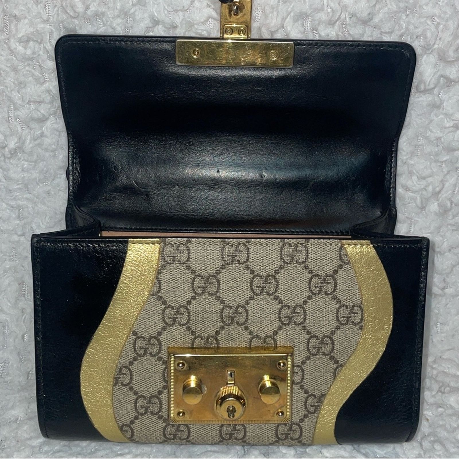 Gucci Gucci Padlock GG Supreme Chain Bag Black/Gold Size ONE SIZE - 13 Thumbnail